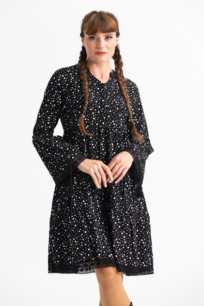 Long Sleeve Selective Flannel Short Autumn and Winter Dress Crisp Pattern White Byz