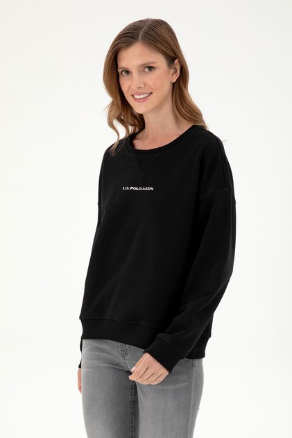 Schwarzes Damen-Sweatshirt mit Rundhalsausschnitt 50296945-VR046
