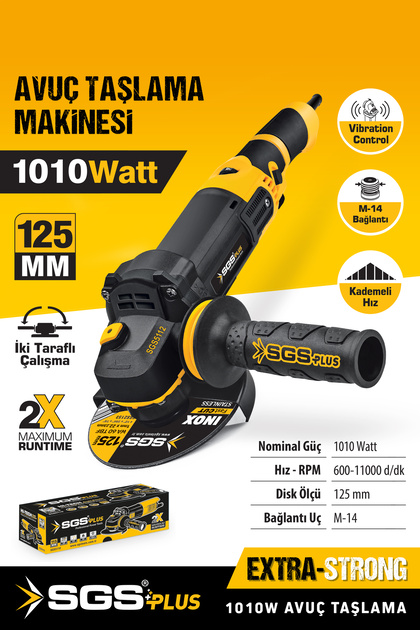 Sgs5112 Spral Avuç Taşlama Makinası 1010 Watt 125mm Devir Ayarlı