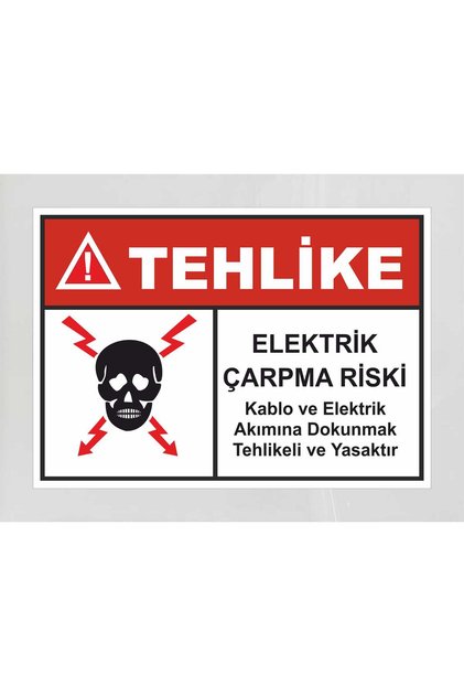 Hazard Electric Shock Risk Sign Board 24X34Cm Pvc