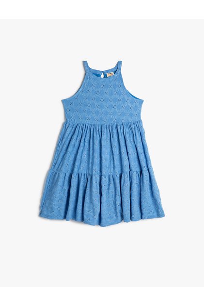 Dress Halter Neck Scalloped Tiered Comfortable Cut
