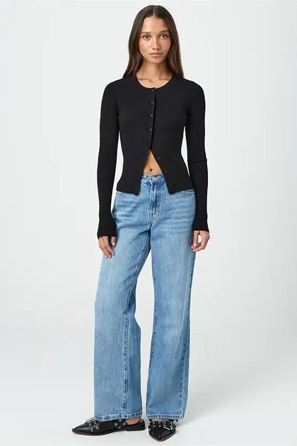 Black Buttoned Long Sleeve Camisole Cardigan Mg2177