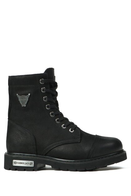 Genuine Leather Black Dock Step Men's Outdoor Boots