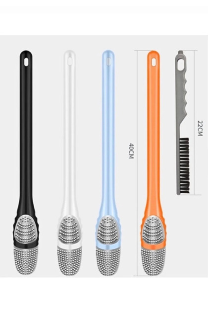 Toilet Bowl Detail Cleaning Brush Set with 2 Silicone Tips and Fine Brush