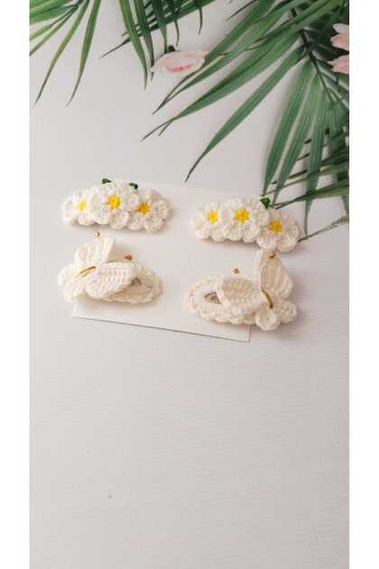 Colorful 4-Piece Organic Cotton Snap Buckle / Crochet Hairpin Pattern (4 Pieces)