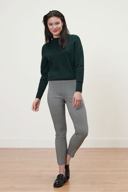 Women Slim Fit Herringbone Pattern Skinny Pant, Black