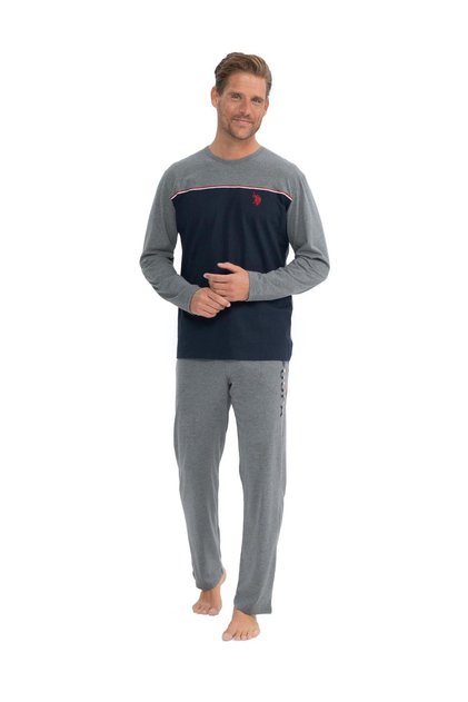U.S. Polo Assn. Men's Long Sleeve Round Collar Combed Cotton Tracksuit Pajama Set S25829