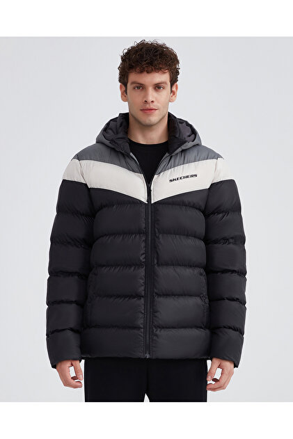 Skechers M Outerwear Colorblock Padded Jacket Erkek Siyah Mont