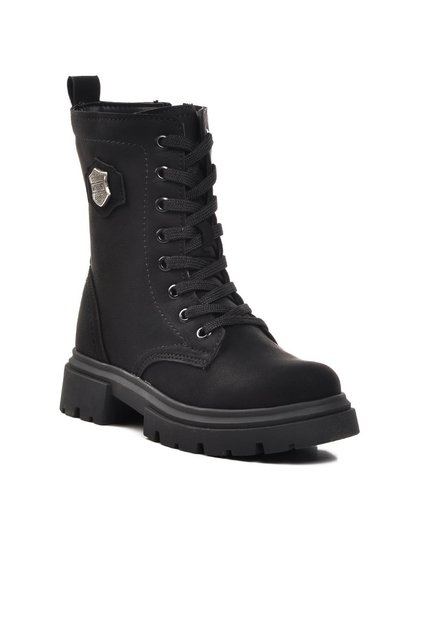 24028-F Black-Emerald Wide Fit Children's Boots with Fleece Inside