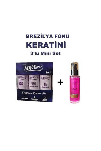 Nova Brezilya Fönü Keratini Mini 3'lü Set + Biotin Saç Serum 100 ML