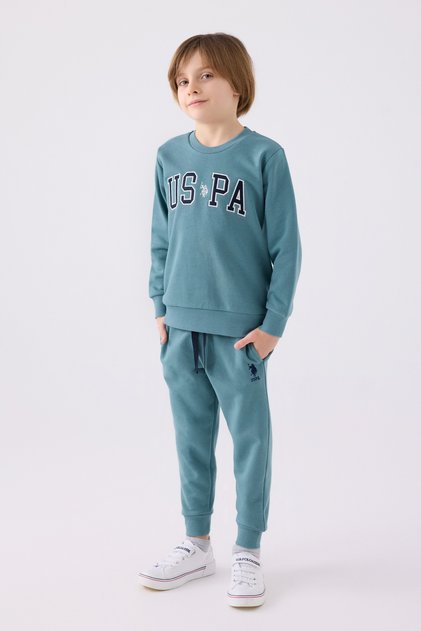 Us1914-G Boy's Pastel Green Tracksuit Set