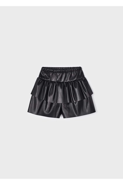 Black Leather Kids Shorts Skirt Black