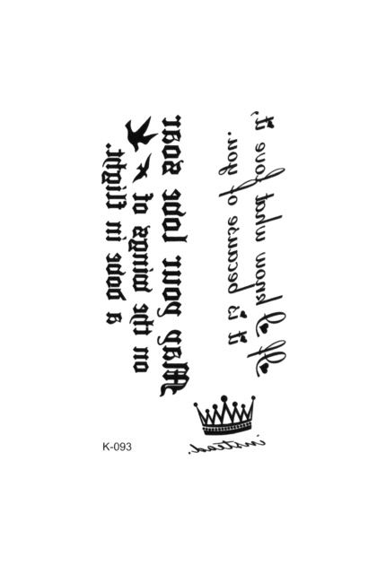 Yazı Kral Tacı Geçici Dövme Writing Tattoo