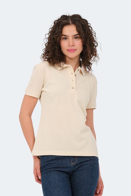 Vera I Women's Polo Neck Cream T-Shirt