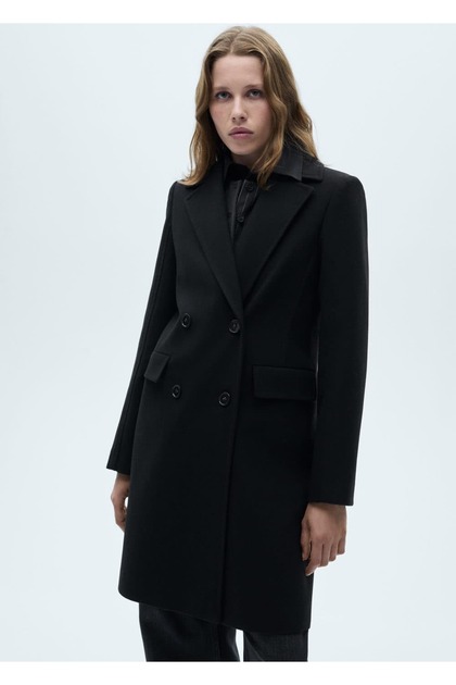 Double-breasted wool coat