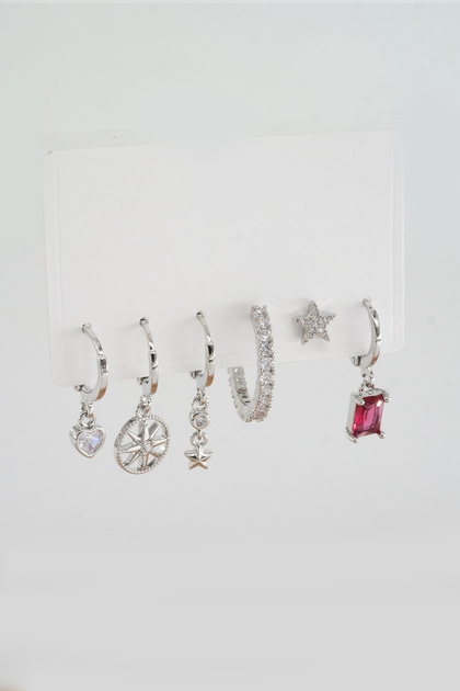 Women's Vip Series Mix Zircon Stone 6-Piece Earring Set
