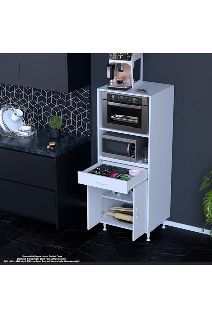 BİRCE LİNA M-60 x 162,4 x 48 cm Çekmeceli Çok Amaçlı Fırın ve Banyo & Mutfak Dolabı