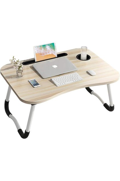 Portable Folding bed Table, Laptop Desk With ipad and Cup Holder