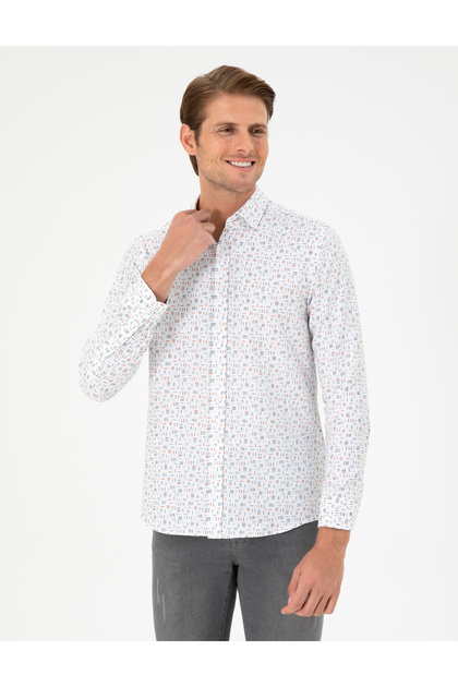 Turuncu Slim Fit Uzun Kollu Gömlek 50298170-VR051