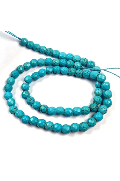 8 mm Faceted Turquoise Turquoise Stone Natural Stone 1 Strand (47 Pieces) Aa Quality