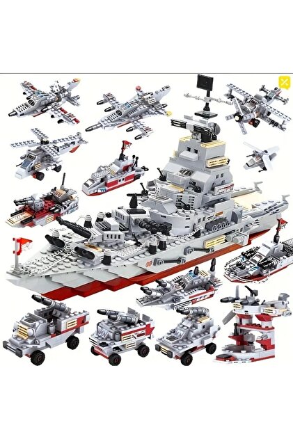 BUILDING BLOCK Savaş Gemisi 980 Parça Yapı Bloks 8 İN 1 - 24