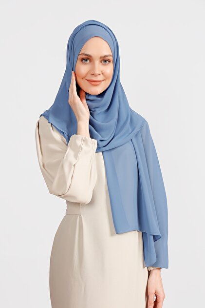 Crepe Chiffon Shawl - Matte Indigo