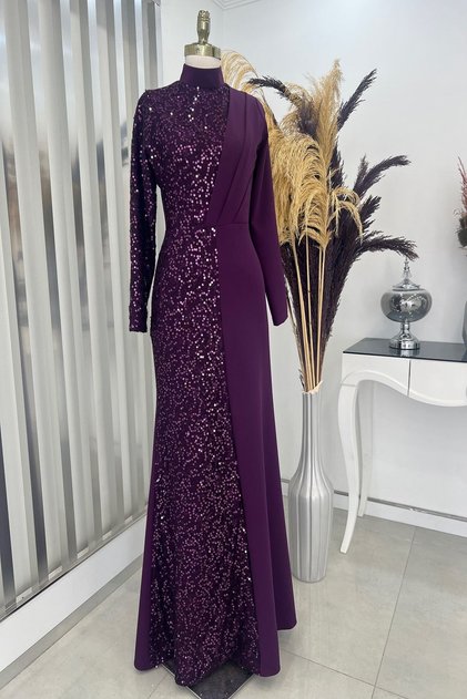 Azalea Hijab Evening Dress Plum