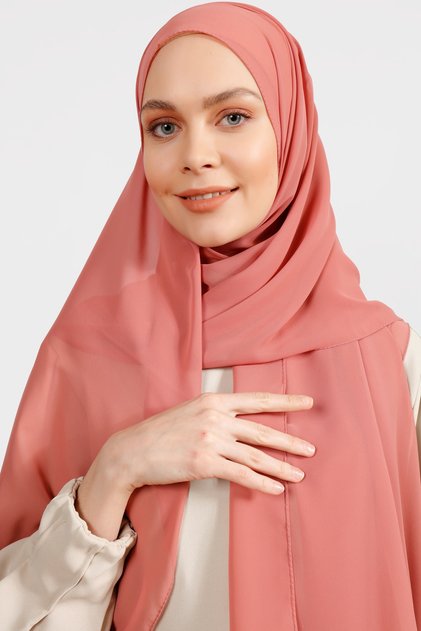 شال من قماش الكريب الشيفون - لون الخوخ