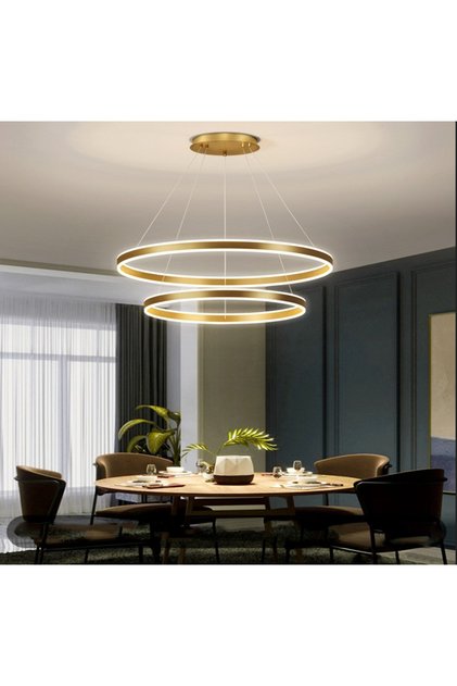 Gold Eskitme 3000k Işık Rengi, Kumandalı Ø80-60cm Çember Led Lamba