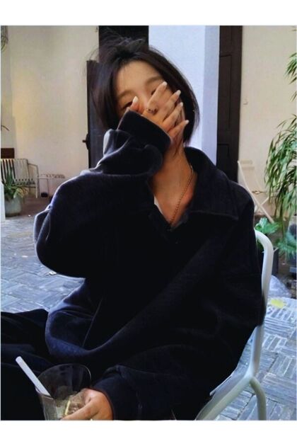 Unisex Polo Yaka Oversize Sweatshirt