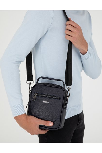 Men's Navy Blue Strap Handbag 50296021-Vr033