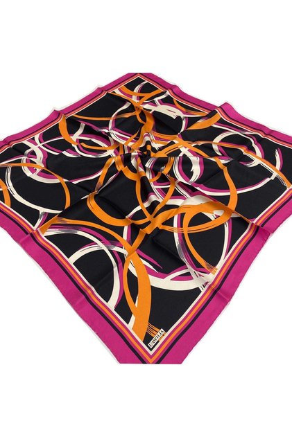 Black Orange Ring Pattern Tivil Silk Scarf 29020 - 30