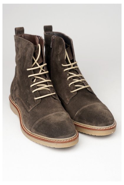 Select 221102 Men's Genuine Leather Boots with Rubber Sole, Brown Suede