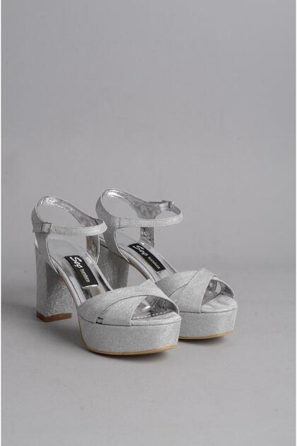 Select 1360 platform heel women's shoe (10cm) silver glitter