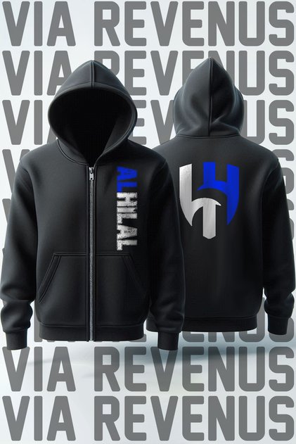 Al Hilal Front & Back Printed Unisex Zippered Hooded Sweatshirt Cardigan