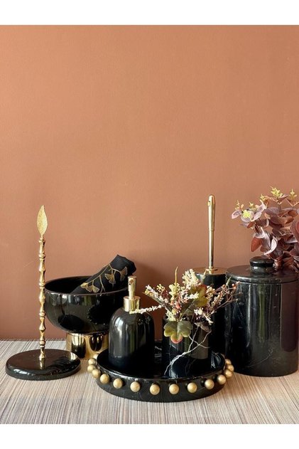 Original Pure Brass Detailed 4-Piece Marble Bathroom Set - Krones Series