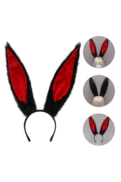 Made from Plush Material, Mega Size Shapeable Rabbit Ear Black 14X43 cm