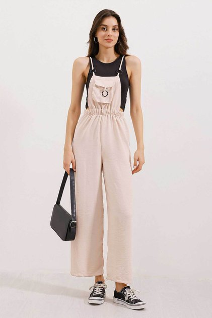 7023 Strappy Gardener Jumpsuit - Beige