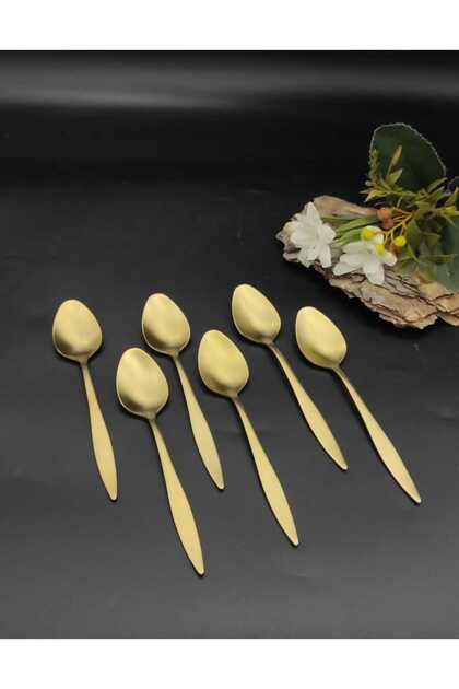 -Matt Gold Titanium Dessert Spoons 6 Pieces