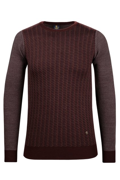 Men's Crew Neck Knitwear Burgundy Sweater Patterned Steel Knit Classic Fit - 5010C
