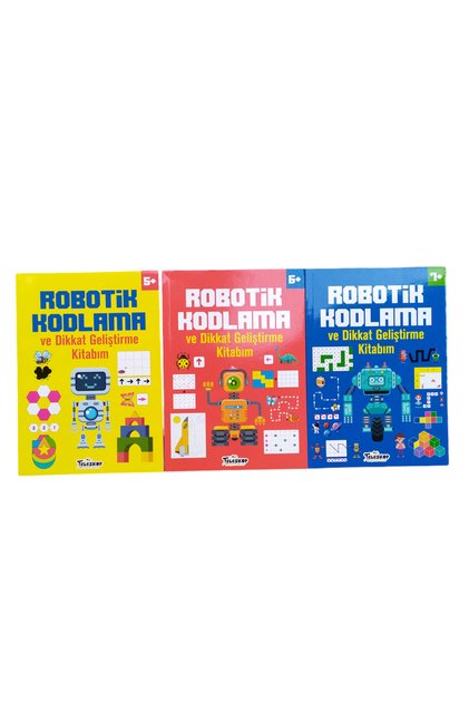 Robotik kodlama ve dikkat geliştirme kitabım 5 -6-7 yaş üstü 3 lü set