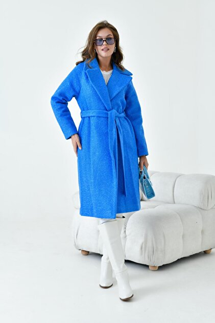 FTZ WOMEN Kadın Geniş Yaka Kaban Saks Mavi 30627 - Fiyatı, Yorumları