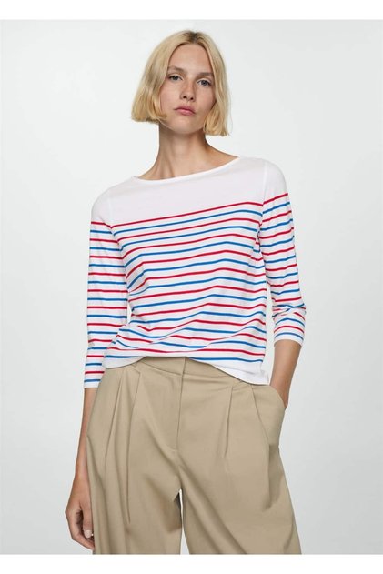 Striped boat neck T-shirt