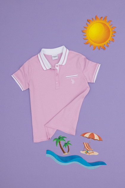Girl's Pink Polo Neck T-Shirt 50288680 -Vr041