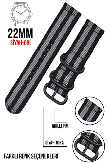 COBRA 22mm Fossil-Welder-Casio-Seiko-Omega-Armani Saat Uyumlu Nato