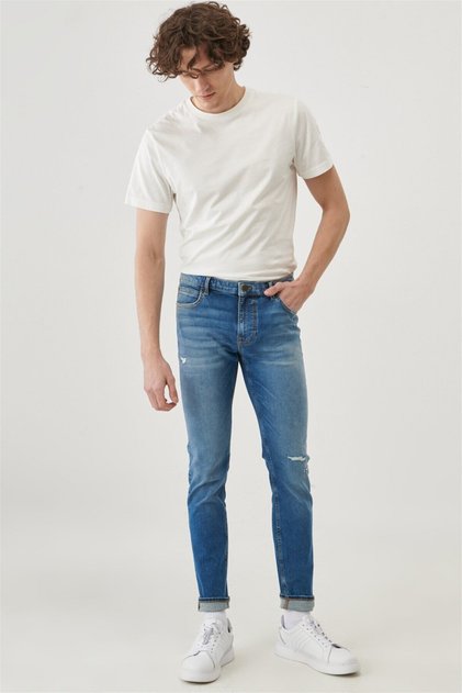 Malone skinny jean pants mid blue