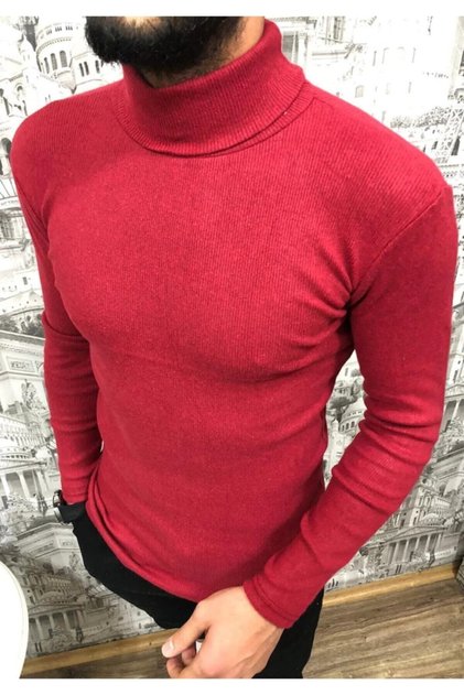 Men's Burgundy Turtleneck Turtleneck Sweater