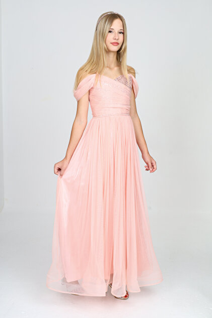 Asortik Kids Girls Long Dress - for Wedding and Birthday, 9-13 Years-  Trendyol
