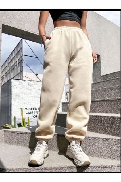 Women's Beige Elastic Sweatpants