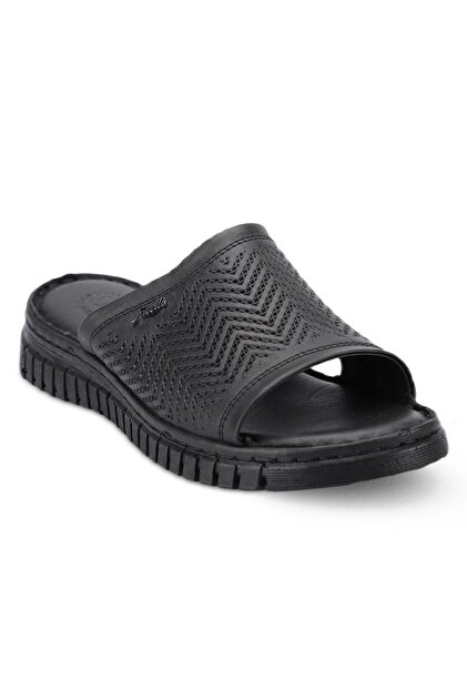 38505 Sofia Black Women's Genuine Leather Slippers